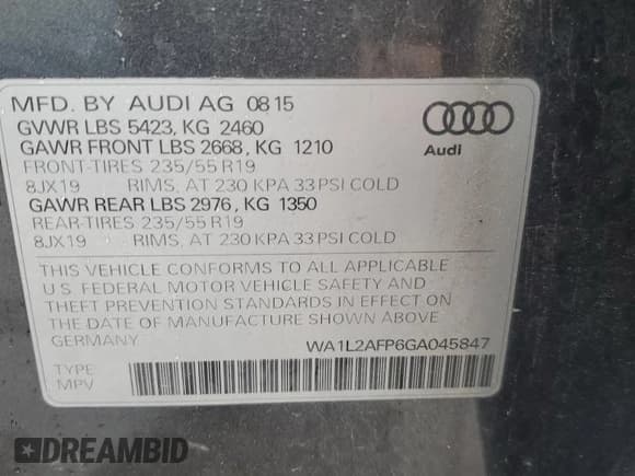 ✅ 2016 Audi Q5 Premium Plus • VIN: WA1L2AFP6GA045847 • Lot: 57911565. Wystawiony na Copart z przebiegiem Nie podano. Bezpłatny archiwum sprzedaży aukcyjnych z USA i szczegółowy raport historii pojazdu na DreamBid. Zdjęcie 13.