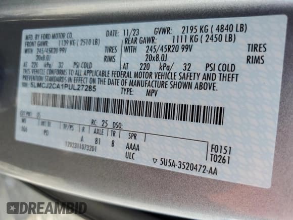 ✅ 2023 Lincoln Corsair Reserve • VIN: 5LMCJ2CA1PUL27285 • Lot: 60415455. Wystawiony na Copart z przebiegiem 6 650 mil. Bezpłatny archiwum sprzedaży aukcyjnych z USA i szczegółowy raport historii pojazdu na DreamBid. Zdjęcie 13.