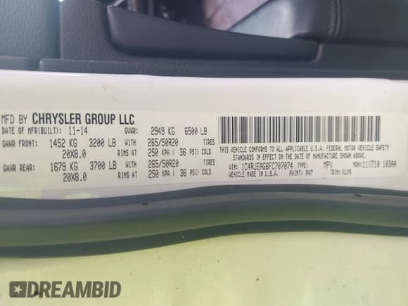 ✅ 2015 Jeep Grand Cherokee Altitude • VIN: 1C4RJEAG6FC707074 • Lot: 42241245. Listed on IAAI with 206,688 mi. Free auction sales archive from the USA and detailed vehicle history report at DreamBid. Image 9.