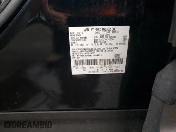 ✅ 2014 Ford Explorer XLT • VIN: 1FM5K8D86EGB89231 • Lot: 86437305. Listed on Copart with 82,776 mi. Free auction sales archive from the USA and detailed vehicle history report at DreamBid. Image 13.