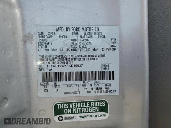 ✅ 2008 Ford F-150 XL • VIN: 1FTRF12W18KD19937 • Лот: 81931025. Опубликован ранее на Copart с пробегом 175 435 миль. Бесплатный доступ к архиву аукционных продаж из США и подробный отчёт об истории автомобиля на DreamBid. Изображение 13.