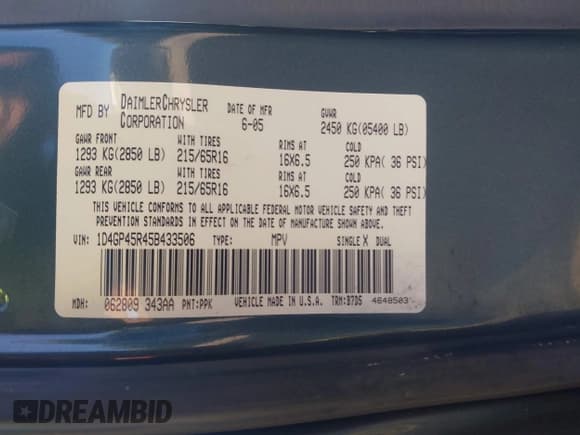 ✅ 2005 Dodge Caravan SXT • VIN: 1D4GP45R45B433506 • Лот: 43074202. Опубликован ранее на IAAI с пробегом 212 692 миль. Бесплатный доступ к архиву аукционных продаж из США и подробный отчёт об истории автомобиля на DreamBid. Изображение 9.