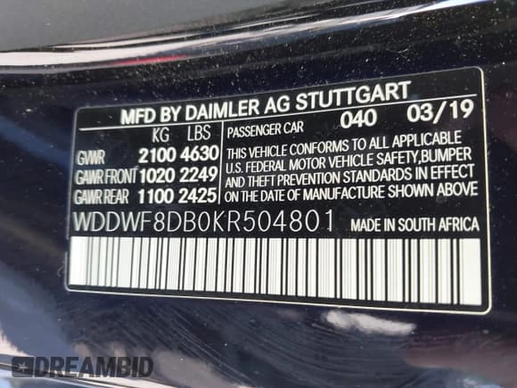 ✅ 2019 Mercedes-Benz C 300 • VIN: WDDWF8DB0KR504801 • Lot: 43247169. Listed on IAAI with 55,539 mi. Free auction sales archive from the USA and detailed vehicle history report at DreamBid. Image 9.