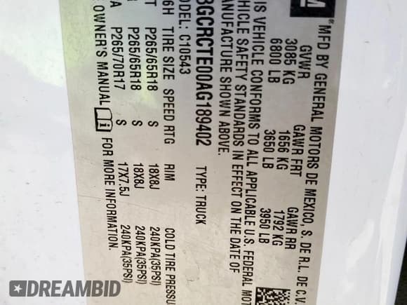 ✅ 2010 Chevrolet Silverado 1500 LTZ • VIN: 3GCRCTE00AG189402 • Lot: 65565705. Listed on Copart with 123,174 mi. Free auction sales archive from the USA and detailed vehicle history report at DreamBid. Image 12.