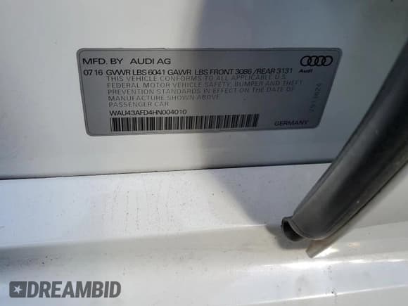 ✅ 2017 Audi A8 Sport • VIN: WAU43AFD4HN004010 • Lot: 86876745. Wystawiony na Copart z przebiegiem 118 261 mil. Bezpłatny archiwum sprzedaży aukcyjnych z USA i szczegółowy raport historii pojazdu na DreamBid. Zdjęcie 12.