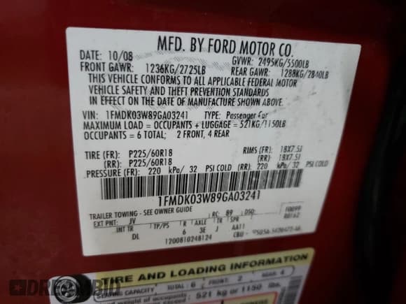 ✅ 2009 Ford Taurus X Limited • VIN: 1FMDK03W89GA03241 • Лот: 49675885. Опубликован ранее на Copart с пробегом 101 514 миль. Бесплатный доступ к архиву аукционных продаж из США и подробный отчёт об истории автомобиля на DreamBid. Изображение 13.