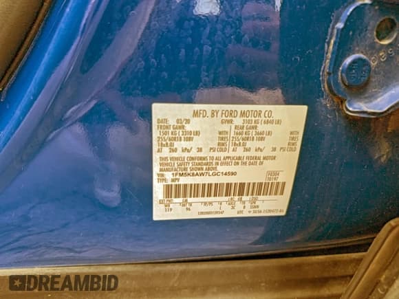 ✅ 2020 Ford Police Interceptor Utility • VIN: 1FM5K8AW7LGC14590 • Lot: 96326275. Wystawiony na Copart z przebiegiem 130 900 mil. Bezpłatny archiwum sprzedaży aukcyjnych z USA i szczegółowy raport historii pojazdu na DreamBid. Zdjęcie 10.