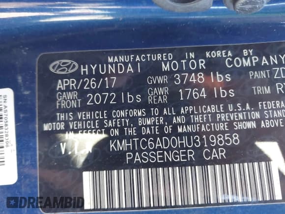 ✅ 2017 Hyundai Veloster • VIN: KMHTC6AD0HU319858 • Lot: 41459895. Wystawiony na IAAI z przebiegiem 114 466 mil. Bezpłatny archiwum sprzedaży aukcyjnych z USA i szczegółowy raport historii pojazdu na DreamBid. Zdjęcie 9.