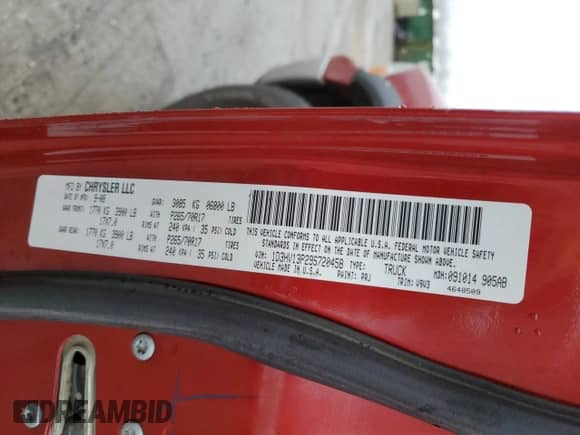 2009 Dodge 1500 SLT с VIN 1D3HV13P29S720458, выставлен на аукционе Copart как лот 43984985 с пробегом 119 775 миль миль и Списание • Salvage title. История ставок и продаж доступна на DreamBid. Изображение 12.