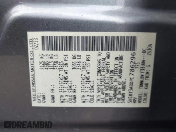 ✅ 2023 Nissan Rogue S • VIN: 5N1BT3ABXPC786296 • Лот: 43485039. Опубликован ранее на IAAI с пробегом 67 358 миль. Бесплатный доступ к архиву аукционных продаж из США и подробный отчёт об истории автомобиля на DreamBid. Изображение 9.