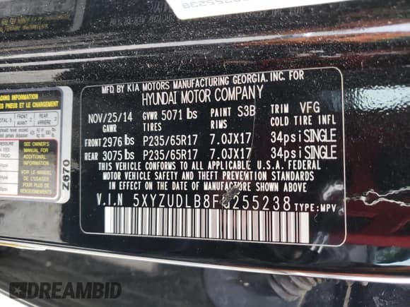 ✅ 2015 Hyundai Santa Fe • VIN: 5XYZUDLB8FG255238 • Лот: 44927203. Опубликован ранее на Copart с пробегом 143 669 миль. Бесплатный доступ к архиву аукционных продаж из США и подробный отчёт об истории автомобиля на DreamBid. Изображение 13.