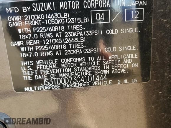 ✅ 2012 Suzuki Grand Vitara Limited • VIN: JS3TD0D73C4101444 • Lot: 72787824. Wystawiony na Copart z przebiegiem 51 055 mil. Bezpłatny archiwum sprzedaży aukcyjnych z USA i szczegółowy raport historii pojazdu na DreamBid. Zdjęcie 13.