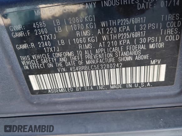 ✅ 2014 Subaru Outback Limited • VIN: 4S4BRBLC5E3280242 • Лот: 43503140. Опубликован ранее на IAAI с пробегом 147 402 миль. Бесплатный доступ к архиву аукционных продаж из США и подробный отчёт об истории автомобиля на DreamBid. Изображение 9.