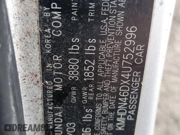 ✅ 2004 Hyundai Elantra GLS • VIN: KMHDN46DX4U752996 • Lot: 43737975. Wystawiony na Copart z przebiegiem 128 451 mil. Bezpłatny archiwum sprzedaży aukcyjnych z USA i szczegółowy raport historii pojazdu na DreamBid. Zdjęcie 12.