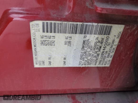 ✅ 2009 Nissan Altima S • VIN: 1N4AL21E09N465000 • Lot: 91971135. Listed on Copart with 213,011 mi. Free auction sales archive from the USA and detailed vehicle history report at DreamBid. Image 12.