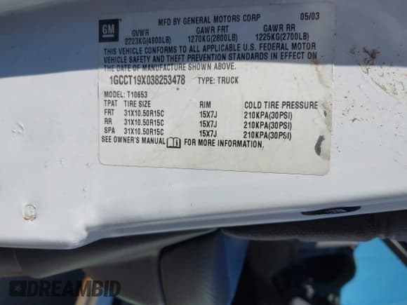✅ 2003 Chevrolet S-10 LS • VIN: 1GCCT19X038253478 • Лот: 41744079. Опубликован ранее на IAAI с пробегом 215 807 миль. Бесплатный доступ к архиву аукционных продаж из США и подробный отчёт об истории автомобиля на DreamBid. Изображение 9.