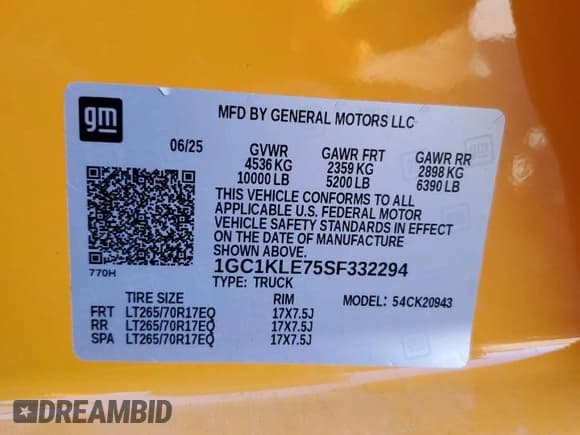 ✅ 2025 Chevrolet Silverado 2500HD • VIN: 1GC1KLE75SF332294 • Lot: 80072225. Wystawiony na Copart z przebiegiem 1 623 mil. Bezpłatny archiwum sprzedaży aukcyjnych z USA i szczegółowy raport historii pojazdu na DreamBid. Zdjęcie 12.