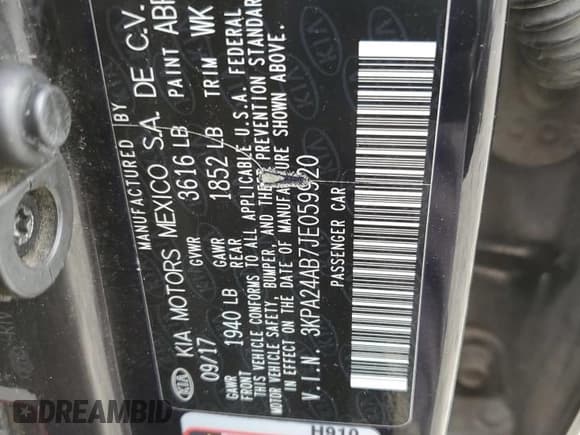 ✅ 2018 Kia Rio S • VIN: 3KPA24AB7JE059920 • Лот: 89895305. Опубликован ранее на Copart с пробегом 94 878 миль. Бесплатный доступ к архиву аукционных продаж из США и подробный отчёт об истории автомобиля на DreamBid. Изображение 12.