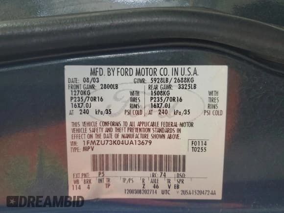 ✅ 2004 Ford Explorer XLT • VIN: 1FMZU73K04UA13679 • Лот: 59557905. Опубликован ранее на Copart с пробегом 193 764 миль. Бесплатный доступ к архиву аукционных продаж из США и подробный отчёт об истории автомобиля на DreamBid. Изображение 13.