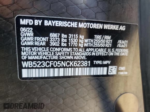 ✅ 2022 BMW iX xDrive50 • VIN: WB523CF05NCK62381 • Лот: 87127045. Опубликован ранее на Copart с пробегом 31 570 миль. Бесплатный доступ к архиву аукционных продаж из США и подробный отчёт об истории автомобиля на DreamBid. Изображение 13.