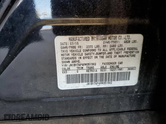 ✅ 2015 Infiniti Q50 • VIN: JN1BV7AP4FM351562 • Lot: 82495935. Listed on Copart with 133,785 mi. Free auction sales archive from the USA and detailed vehicle history report at DreamBid. Image 12.