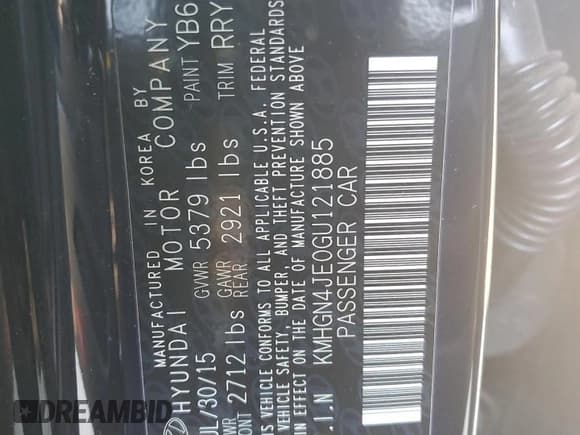 ✅ 2016 Hyundai Genesis 3.8L • VIN: KMHGN4JE0GU121885 • Lot: 41787365. Wystawiony na Copart z przebiegiem 131 048 mil. Bezpłatny archiwum sprzedaży aukcyjnych z USA i szczegółowy raport historii pojazdu na DreamBid. Zdjęcie 12.