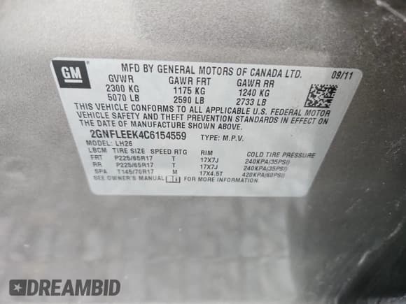 ✅ 2012 Chevrolet Equinox 1LT • VIN: 2GNFLEEK4C6154559 • Лот: 87198995. Опубликован ранее на Copart с пробегом 182 222 миль. Бесплатный доступ к архиву аукционных продаж из США и подробный отчёт об истории автомобиля на DreamBid. Изображение 13.