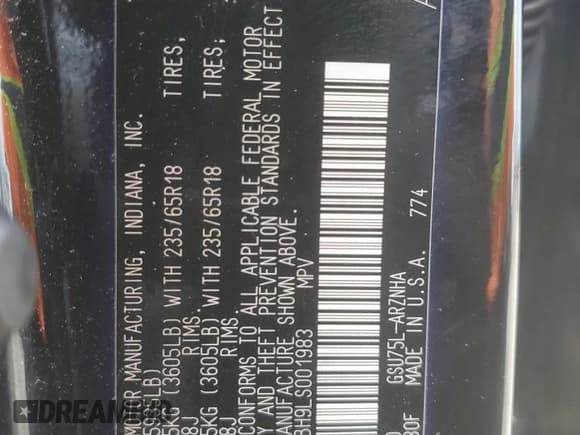 ✅ 2020 Toyota Highlander L • VIN: 5TDCZRBH9LS001983 • Lot: 56965735. Listed on Copart with 44,090 mi. Free auction sales archive from the USA and detailed vehicle history report at DreamBid. Image 14.