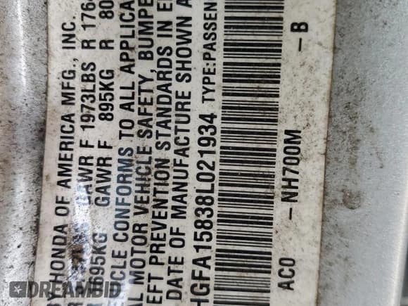 ✅ 2008 Honda Civic EX • VIN: 1HGFA15838L021934 • Lot: 91703815. Listed on Copart with 194,518 mi. Free auction sales archive from the USA and detailed vehicle history report at DreamBid. Image 12.