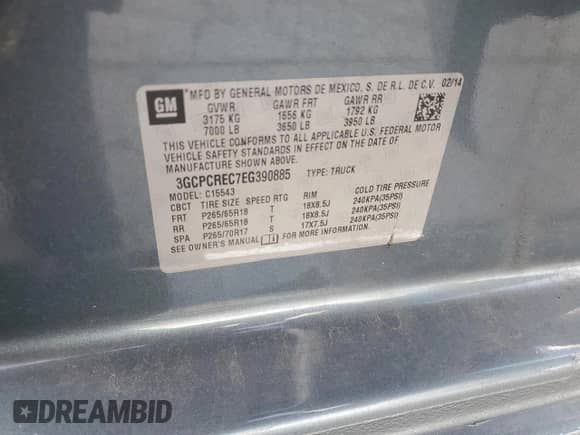 2014 Chevrolet Silverado 1500 LT с VIN 3GCPCREC7EG390885, выставлен на аукционе Copart как лот 68286445 с пробегом 197 090 миль миль и Списание • Salvage title. История ставок и продаж доступна на DreamBid. Изображение 13.