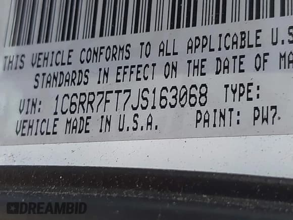 ✅ 2018 Ram 1500 Tradesman • VIN: 1C6RR7FT7JS163068 • Lot: 42575079. Listed on IAAI with 163,420 mi. Free auction sales archive from the USA and detailed vehicle history report at DreamBid. Image 9.