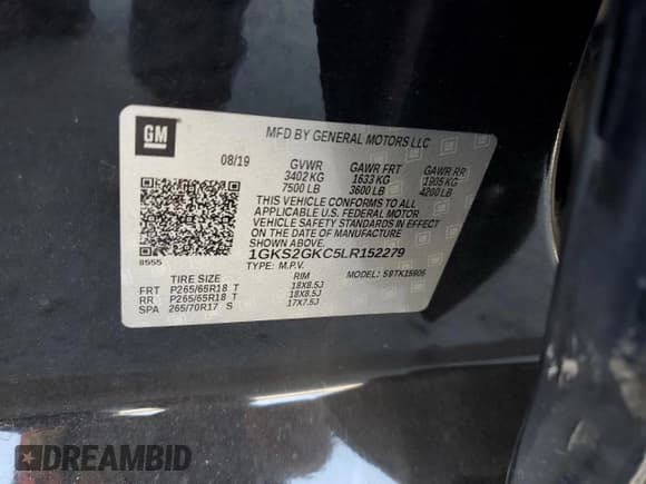 ✅ 2020 GMC Yukon XL SLT • VIN: 1GKS2GKC5LR152279 • Lot: 61930575. Listed on Copart with Not provided. Free auction sales archive from the USA and detailed vehicle history report at DreamBid. Image 13.