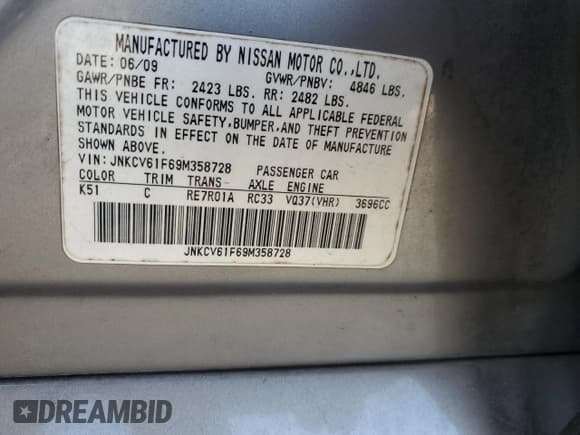 ✅ 2009 Infiniti G37 x • VIN: JNKCV61F69M358728 • Lot: 83880434. Listed on Copart with 218,574 mi. Free auction sales archive from the USA and detailed vehicle history report at DreamBid. Image 12.