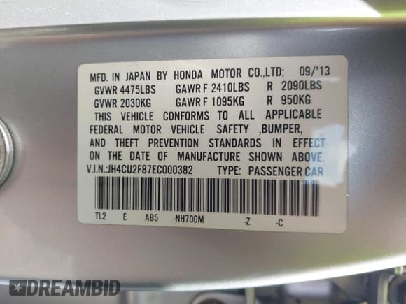 ✅ 2014 Acura TSX Special Edition • VIN: JH4CU2F87EC000382 • Lot: 43193205. Listed on IAAI with 114,092 mi. Free auction sales archive from the USA and detailed vehicle history report at DreamBid. Image 9.