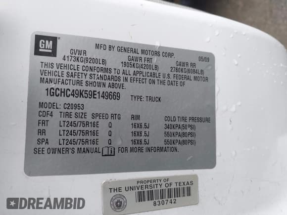 ✅ 2009 Chevrolet Silverado 2500HD Work Truck • VIN: 1GCHC49K59E149669 • Лот: 42042653. Опубликован ранее на IAAI с пробегом 160 732 миль. Бесплатный доступ к архиву аукционных продаж из США и подробный отчёт об истории автомобиля на DreamBid. Изображение 9.