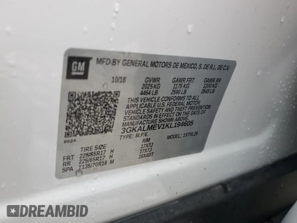 ✅ 2019 GMC Terrain SLE • VIN: 3GKALMEV1KL194605 • Лот: 64249295. Опубликован ранее на Copart с пробегом 69 281 миль. Бесплатный доступ к архиву аукционных продаж из США и подробный отчёт об истории автомобиля на DreamBid. Изображение 13.