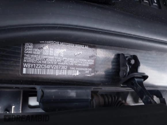 ✅ 2015 BMW i3 • VIN: WBY1Z2C54FV287382 • Lot: 43615014. Listed on IAAI with 60,521 mi. Free auction sales archive from the USA and detailed vehicle history report at DreamBid. Image 9.