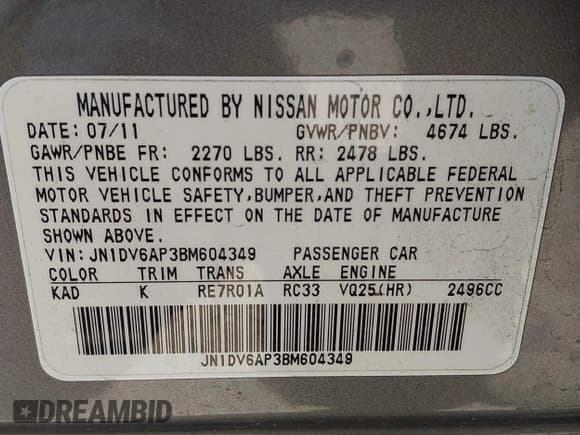 ✅ 2011 Infiniti G25 • VIN: JN1DV6AP3BM604349 • Лот: 42539796. Опубликован ранее на IAAI с пробегом 157 621 миль. Бесплатный доступ к архиву аукционных продаж из США и подробный отчёт об истории автомобиля на DreamBid. Изображение 9.