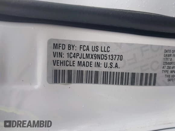 ✅ 2022 Jeep Cherokee Latitude Lux • VIN: 1C4PJLMX9ND513770 • Lot: 43559388. Listed on IAAI with 53,236 mi. Free auction sales archive from the USA and detailed vehicle history report at DreamBid. Image 9.