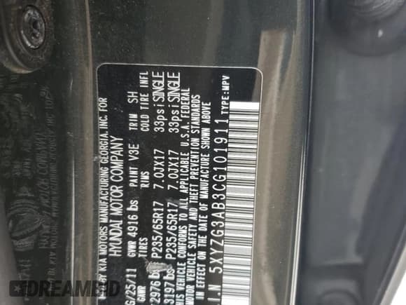 ✅ 2012 Hyundai Santa Fe GLS • VIN: 5XYZG3AB3CG101911 • Lot: 59395244. Listed on Copart with 188,913 mi. Free auction sales archive from the USA and detailed vehicle history report at DreamBid. Image 15.