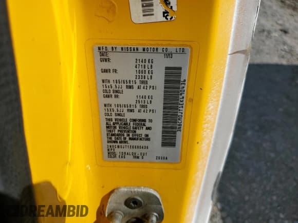 ✅ 2014 Nissan NV200 • VIN: 3N8CM0JT1EK690436 • Лот: 61601355. Опубликован ранее на Copart с пробегом 122 498 миль. Бесплатный доступ к архиву аукционных продаж из США и подробный отчёт об истории автомобиля на DreamBid. Изображение 13.