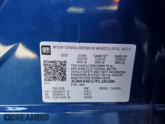 ✅ 2023 Chevrolet Equinox LS • VIN: 3GNAX5EG7PL181086 • Лот: 87040975. Опубликован ранее на Copart с пробегом 58 607 миль. Бесплатный доступ к архиву аукционных продаж из США и подробный отчёт об истории автомобиля на DreamBid. Изображение 13.