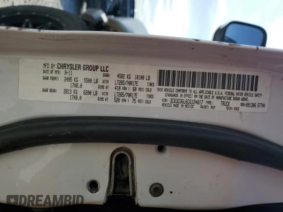 ✅ 2012 Ram 3500 ST • VIN: 3C63D3GL6CG124817 • Лот: 89534725. Опубликован ранее на Copart с пробегом 207 797 миль. Бесплатный доступ к архиву аукционных продаж из США и подробный отчёт об истории автомобиля на DreamBid. Изображение 13.