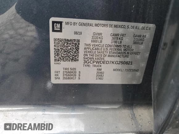 ✅ 2019 Chevrolet Silverado 1500 RST • VIN: 3GCPWDED7KG250821 • Lot: 70314434. Wystawiony na Copart z przebiegiem 60 288 mil. Bezpłatny archiwum sprzedaży aukcyjnych z USA i szczegółowy raport historii pojazdu na DreamBid. Zdjęcie 14.