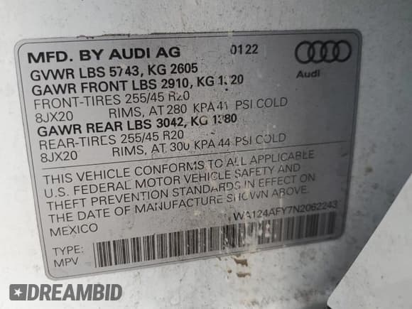 ✅ 2022 Audi SQ5 Sportback Premium Plus • VIN: WA124AFY7N2062243 • Лот: 87201205. Опубликован ранее на Copart с пробегом 44 853 миль. Бесплатный доступ к архиву аукционных продаж из США и подробный отчёт об истории автомобиля на DreamBid. Изображение 13.