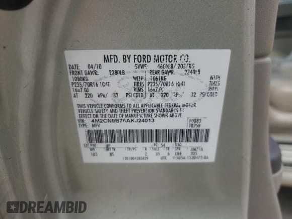 ✅ 2010 Mercury Mariner • VIN: 4M2CN9B76AKJ24013 • Лот: 54509585. Опубликован ранее на Copart с пробегом 118 004 миль. Бесплатный доступ к архиву аукционных продаж из США и подробный отчёт об истории автомобиля на DreamBid. Изображение 13.