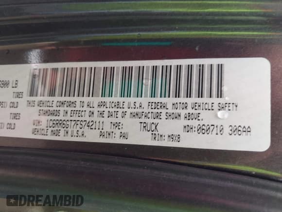 ✅ 2015 Ram 1500 SLT • VIN: 1C6RR6GT7FS742111 • Lot: 42469927. Listed on IAAI with 111,130 mi. Free auction sales archive from the USA and detailed vehicle history report at DreamBid. Image 9.