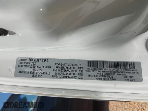 ✅ 2022 Ram ProMaster City Cargo Tradesman • VIN: ZFBHRFAB5N6W24928 • Lot: 42868749. Wystawiony na IAAI z przebiegiem 39 584 mil. Bezpłatny archiwum sprzedaży aukcyjnych z USA i szczegółowy raport historii pojazdu na DreamBid. Zdjęcie 9.