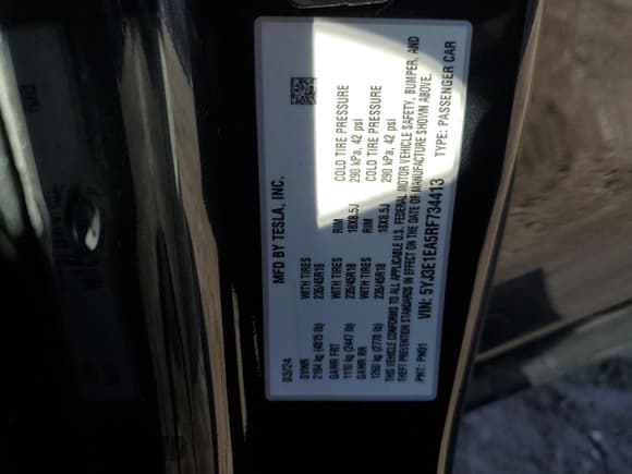 ✅ 2024 Tesla Model 3 • VIN: 5YJ3E1EA5RF734413 • Лот: 90727225. Опубликован ранее на Copart с пробегом 42 926 миль. Бесплатный доступ к архиву аукционных продаж из США и подробный отчёт об истории автомобиля на DreamBid. Изображение 12.