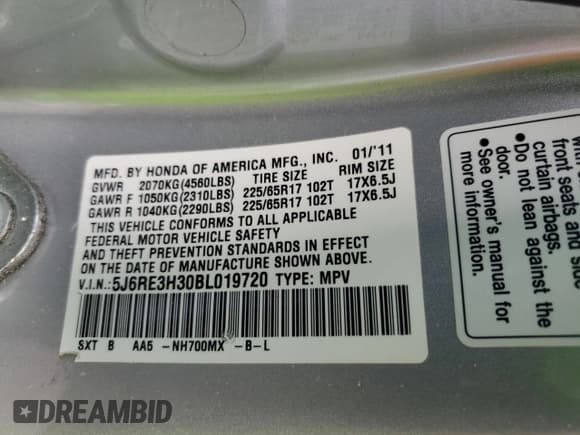 ✅ 2011 Honda CR-V LX • VIN: 5J6RE3H30BL019720 • Лот: 93087815. Опубликован ранее на Copart с пробегом 181 070 миль. Бесплатный доступ к архиву аукционных продаж из США и подробный отчёт об истории автомобиля на DreamBid. Изображение 12.